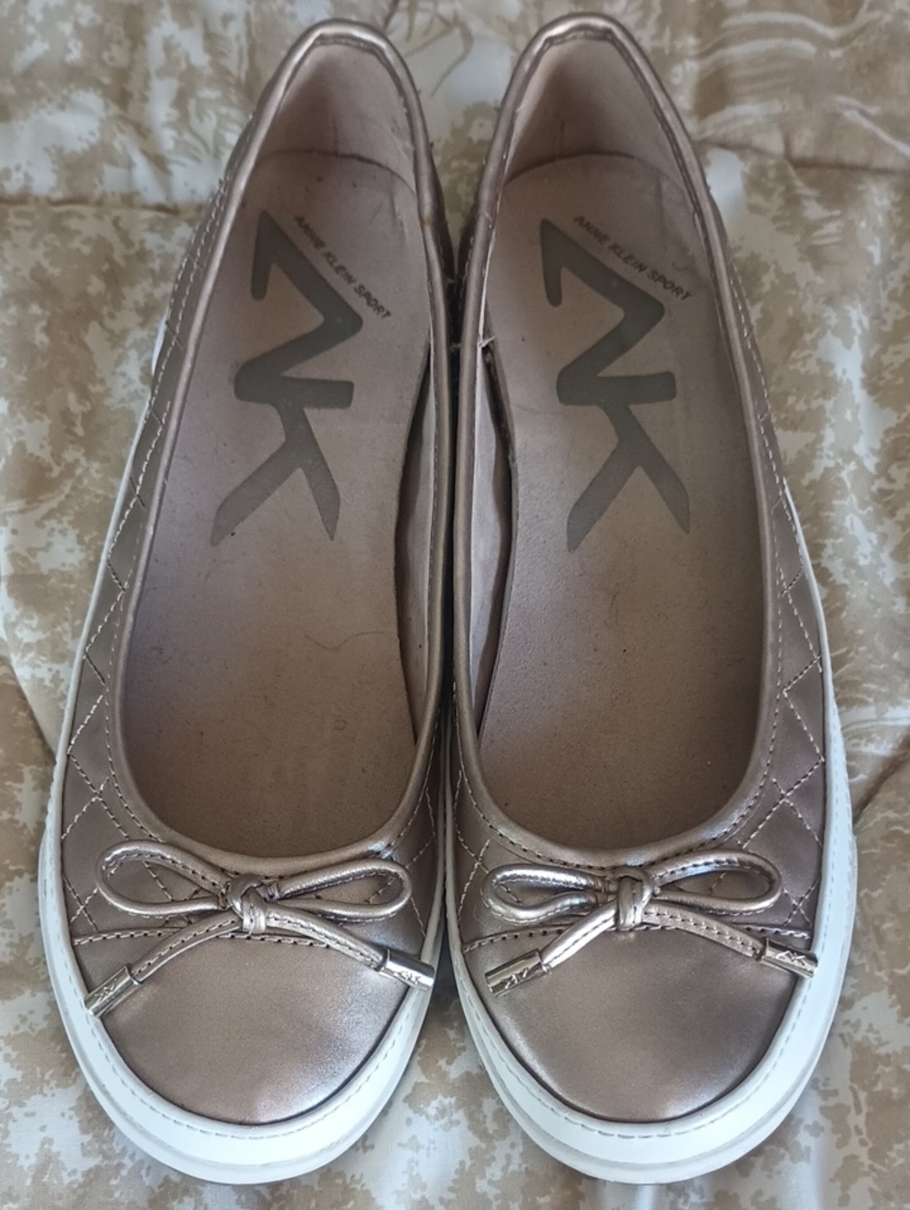 Anne Klein Sport Metallic Rose Ballet Flat Sneakers